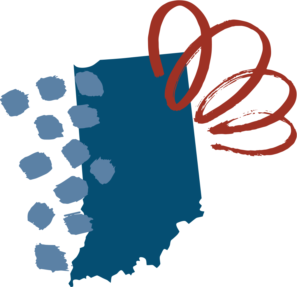 The shape of Indiana colored blue